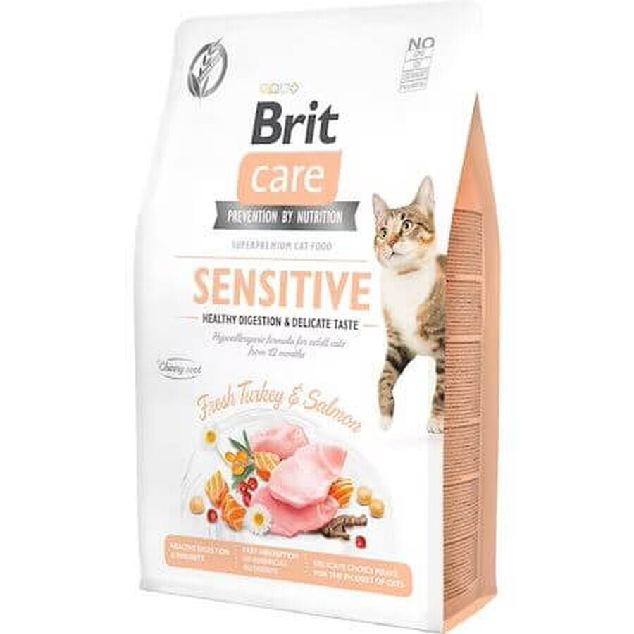 Brit Care GF Healthy Digestion &amp; Delicate Taste droogvoer voor katten met zalm en kalkoen, 2 kg, Brit