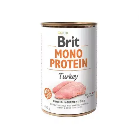 Hrana umeda cu curcan pentru caini Mono Protein Turkey, 400 g, Brit