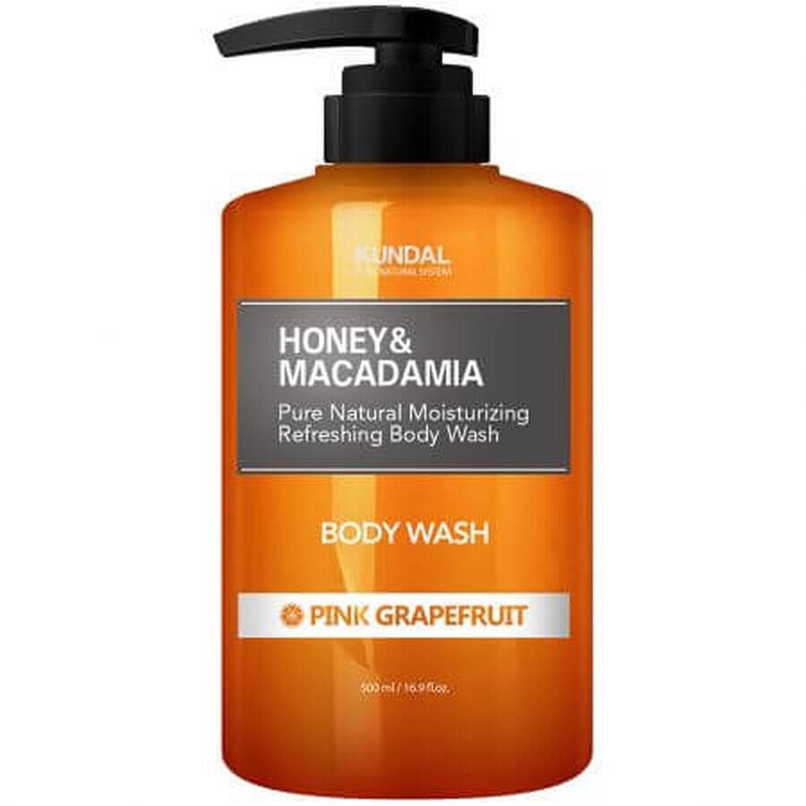 Gel de dus Honey & Macadamia Pure cu aroma de grapefruit roz, 500 ml, Kundal