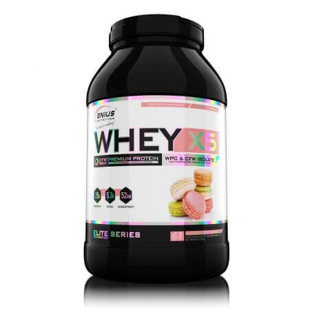 Pudra proteica Whey-X5 Macarons, 2000 g, Genius Nutrition