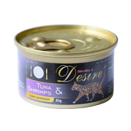 Hrana umeda cu ton si creveti Desire, 85 g, Miau Miau