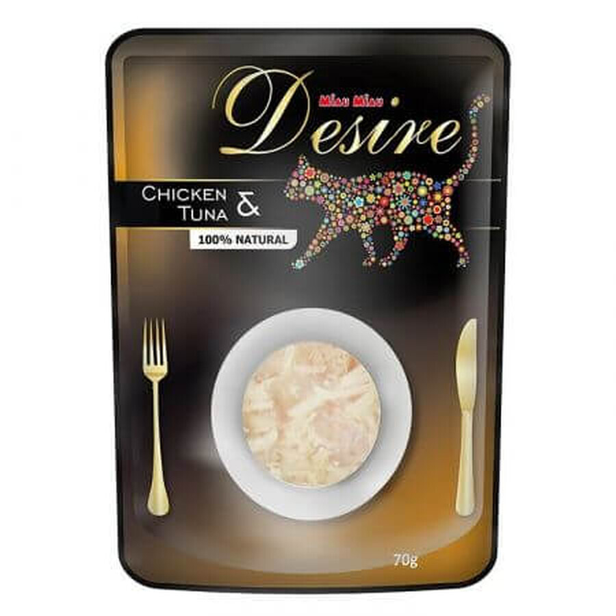 Supa cu pui file si ton pentru pisici Desire, 70 g, Miau Miau