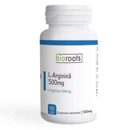 L-Arginină, 500 mg, 90 capsule vegetale, Bioroots