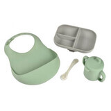 Essentials silicone table set, Grey/ Sage Green, 4 pieces, Beaba