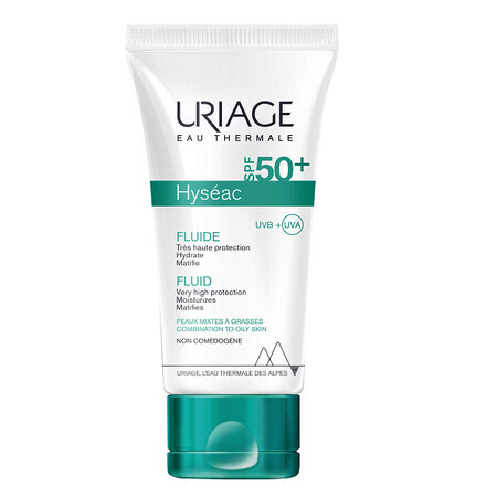 Fluid protecție solară ten mixt-gras Hyseac SPF 50+, 50 ml, Uriage