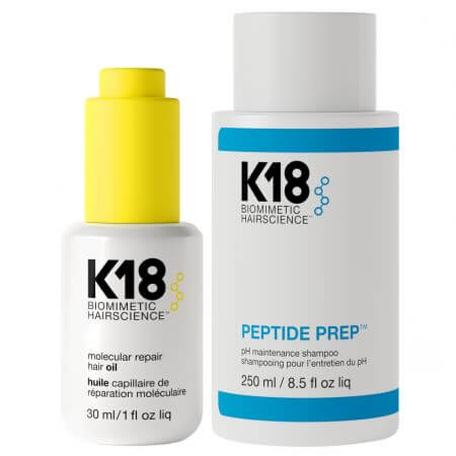 Peptide Prep Ph Maintenance Shampoo Package, 250 ml + Molecular Repair Oil, 30 ml, K18