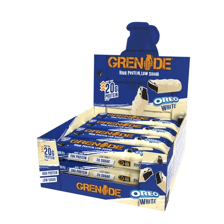 Grenade High Protein, Low Sugar Bar Oreo White, Protein Bar with Oreo® White Cookie Flavor, 60 g, GNC