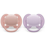 Chupetes Philips Avent Ultra Soft, 0-6 meses, 2 piezas, rosa y morado, SCF091/31, Philips