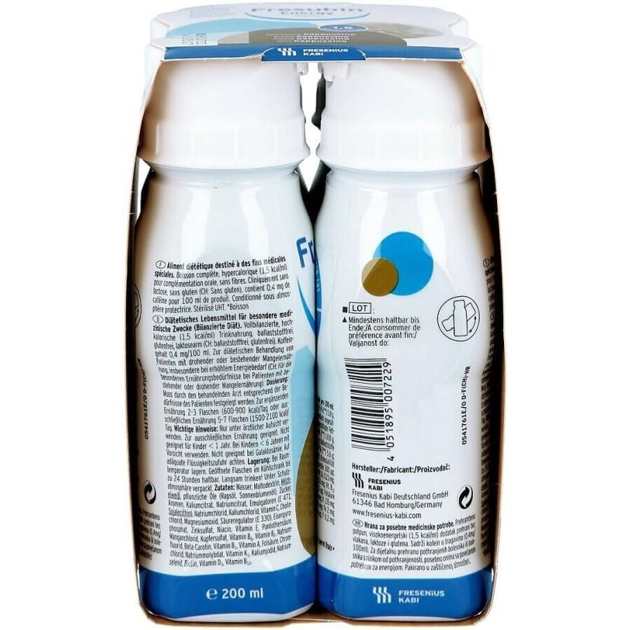 Fresubin Protein Energy cu aromă de cappuccino, 4 x 200 ml, Fresenius Kabi