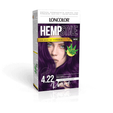 HempStyle Vopsea de păr permanentă cu amoniac 4.22 Violet intens, 1 buc