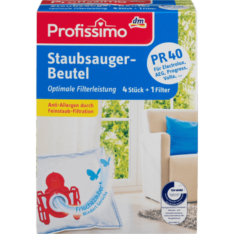 Profissimo PR40 Staubsaugerbeutel und Filter, 4 Stück.