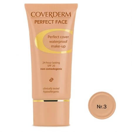 Fond de ten cu SPF 20 Perfect Face, 30 ml, Nr. 3, Coverderm