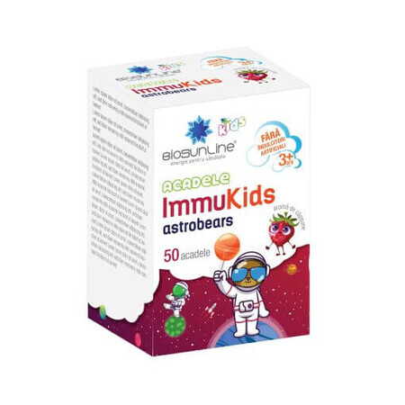 Acadele cu aroma de capsuni Immukids Astrobears BioSunLine, 50 bucati, Helcor