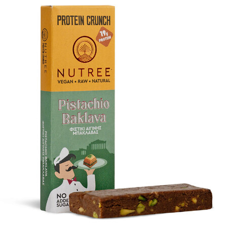 Roh-veganer Protein Crunch Eiweißriegel, Pistazie Baklava, 60 g, Nutree