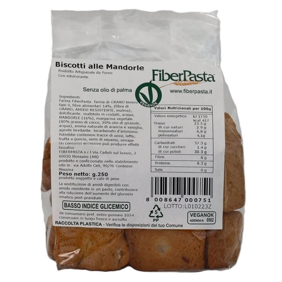 Galletas de almendra, 250 g, Fibra Pasta