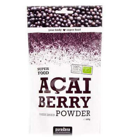 Acai pulbere 100% organica, 100 g, Purasana