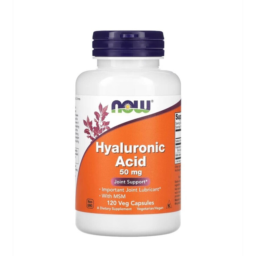 Hyaluronsäure 50 mg + MSM x 60 cps, Now Foods