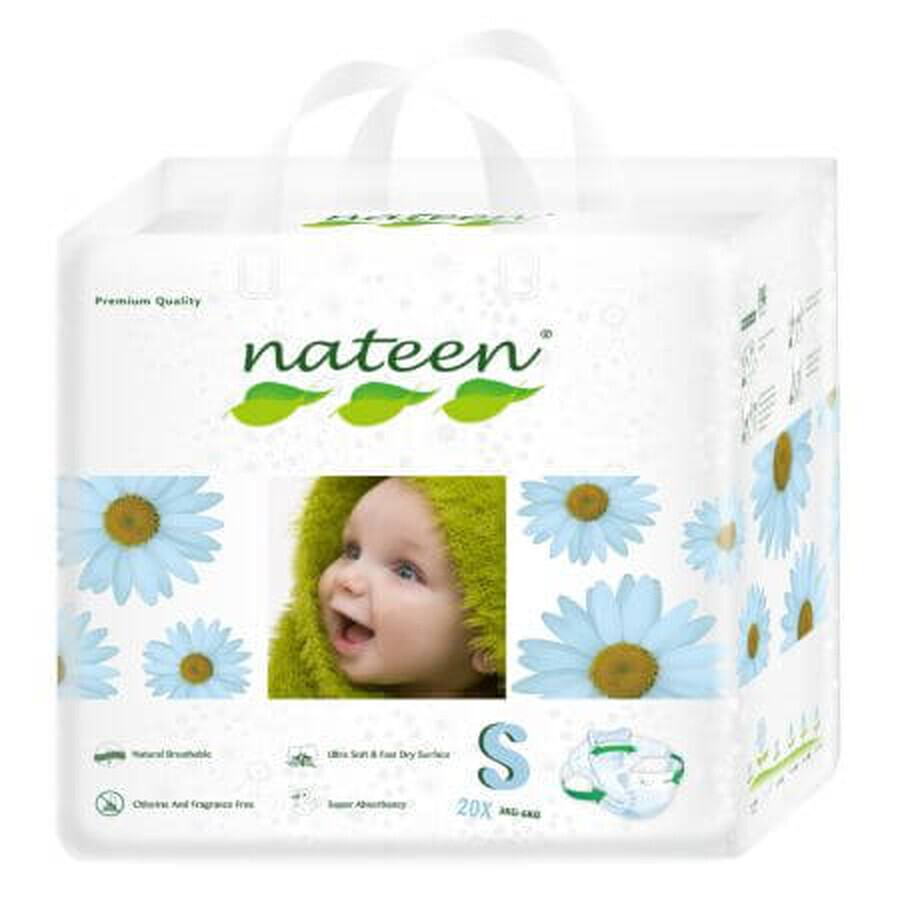 Premium Line hypoallergene Bio-Windeln, 3D Flex & Fit, Nr. 2, 4-6 kg, 20 Stück Nateen