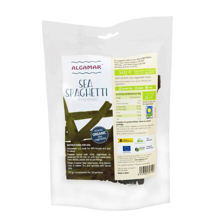 Alge sea spaghetti bio, 50 g, Algamar