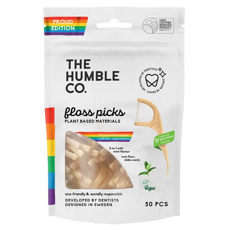 Proud Zahnseide mit Halter, 50 Stück, The Humble Co