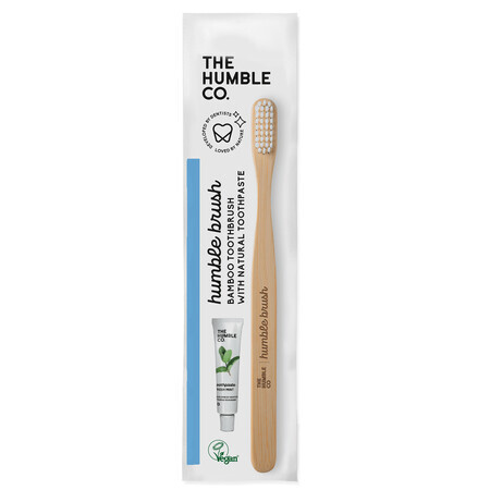 Soft Bamboo Toothbrush Kit, 1 Stück + Mini-Zahnpasta, 7 g, The Humble Co