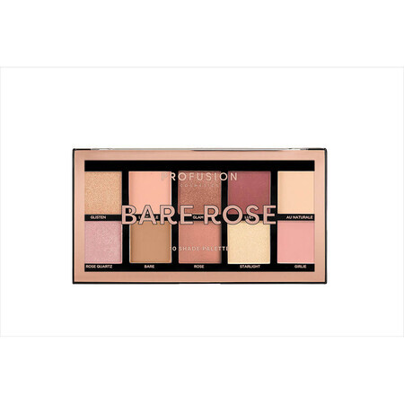 Bare Rose, Paleta Farduri Vegane 10 Nuante, Profusion Cosmetics, 103 gr, Biocart