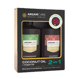 Set Sampon & Balsam cu Ulei de Cocos si Ulei de Argan, pentru par tern, foarte uscat sau frizzy, Arganicare, 400 ml x2, Biocart