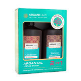 Set Sampon & Balsam Ulei de Argan si Unt de Shea pentru par uscat sau deteriorat, Aganicare, 400 ml x2, Biocart