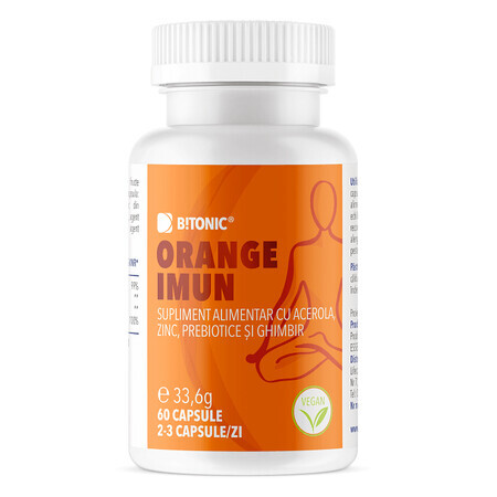 Acerola, ghimbir si zinc pentru imunitate puternica Orange Imun Bitonic, 60 capsule, Lifecare