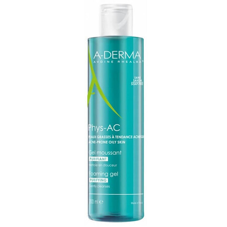 A-Derma Phys-AC Reinigingsgel voor acnegevoelige huid, 200 ml