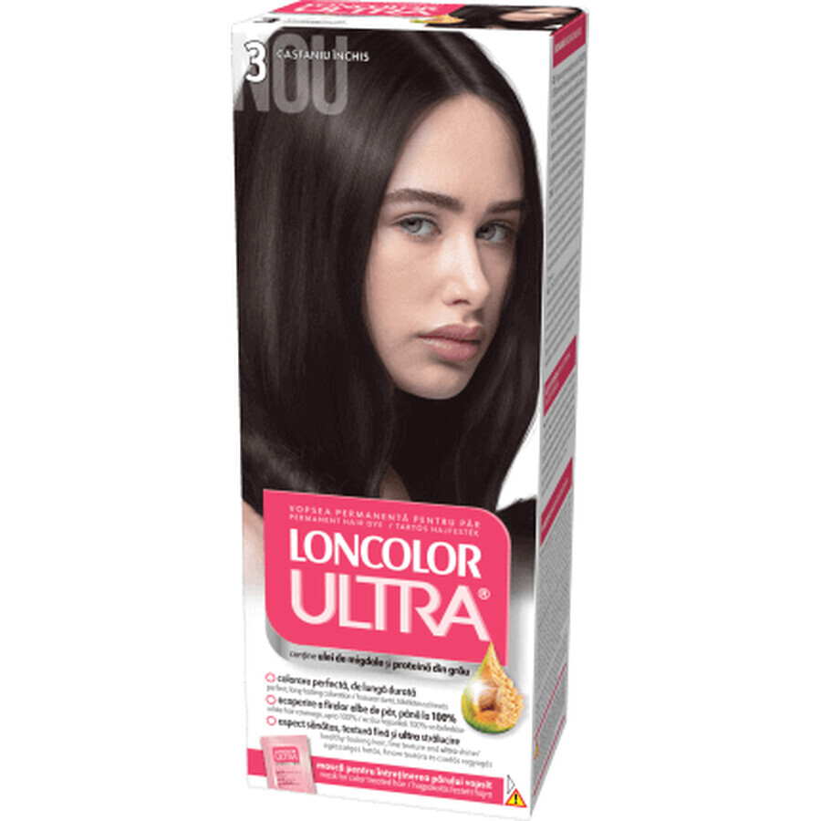 Loncolor Ultra Vopsea permanentă 3 castaniu închis, 1 buc