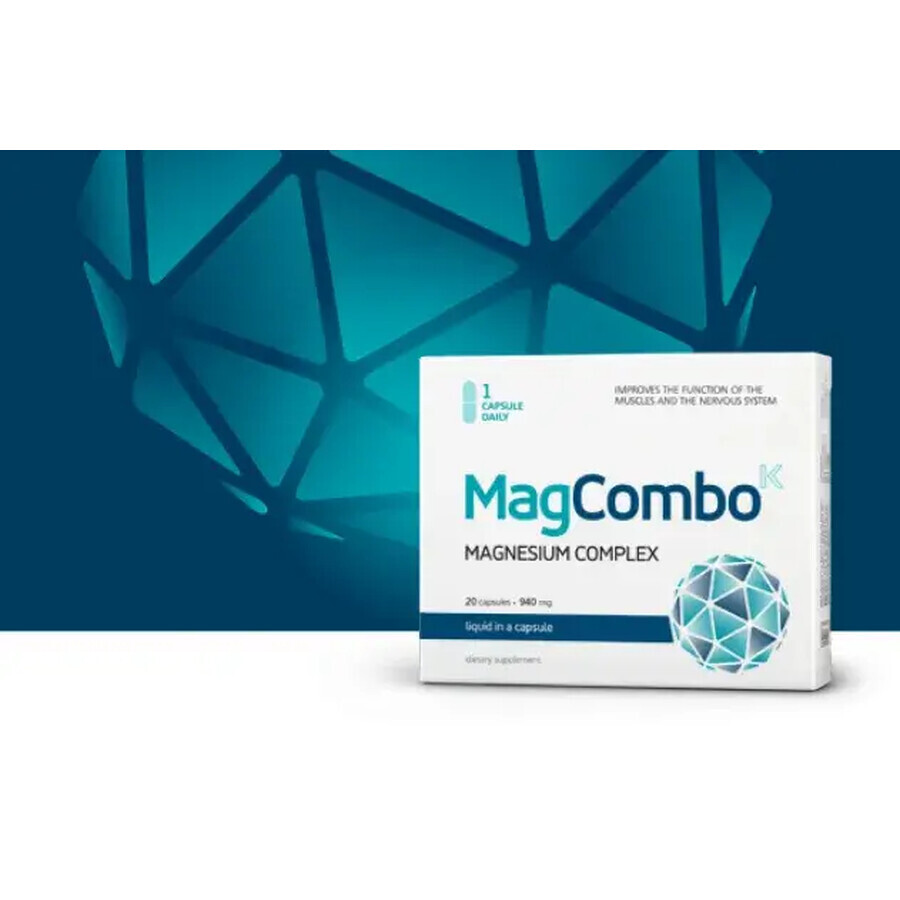 MagCombo Complex Magnesium 940 mg package, 3 x 20 capsules, Vitaslim