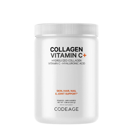 Codeage Collagen Vitamin C+, Hydrolyzed Collagen mit Vitamin C und Hyaluronsäure, 283 g, GNC