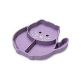 Compartmentalized plate with silicone suction cup, 6+ months, Cat, Melii