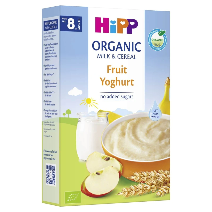 Organic milk and cereals with fruit and yoghurt, 8 months +, 250 g, Hipp