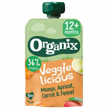 Bio-Mango-Aprikosen-Karotten-Fenchel-Püree, + 12 Monate, 100 g, Organix