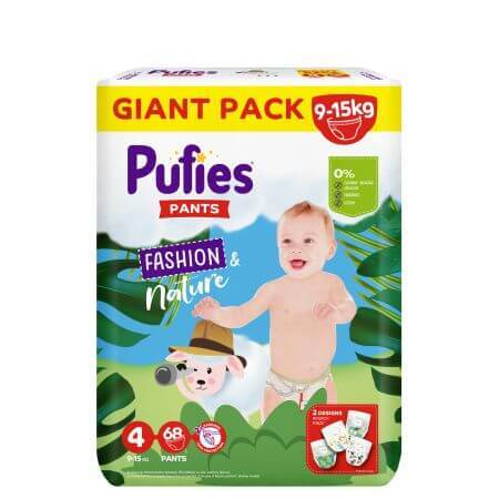 Windelhosen Fashion & Nature, Nr. 4, 9-15 kg, 68 Stück, Pufies