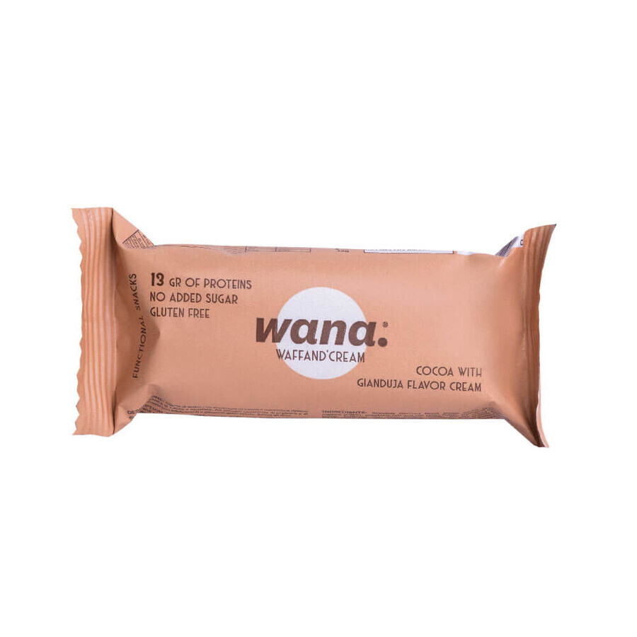 Wana Kakao-Schokolade und Gianduia-Eiweißwaffel, 43 g, Wana