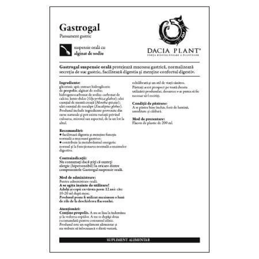 Gastrogal Suspension zum Einnehmen, 200 ml, Dacia Plant