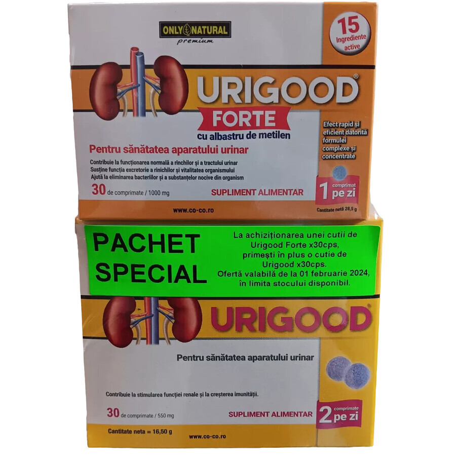 Urigood Forte 1000mg, + Urigood 550mg, pachet 1 + 1, Only Natural