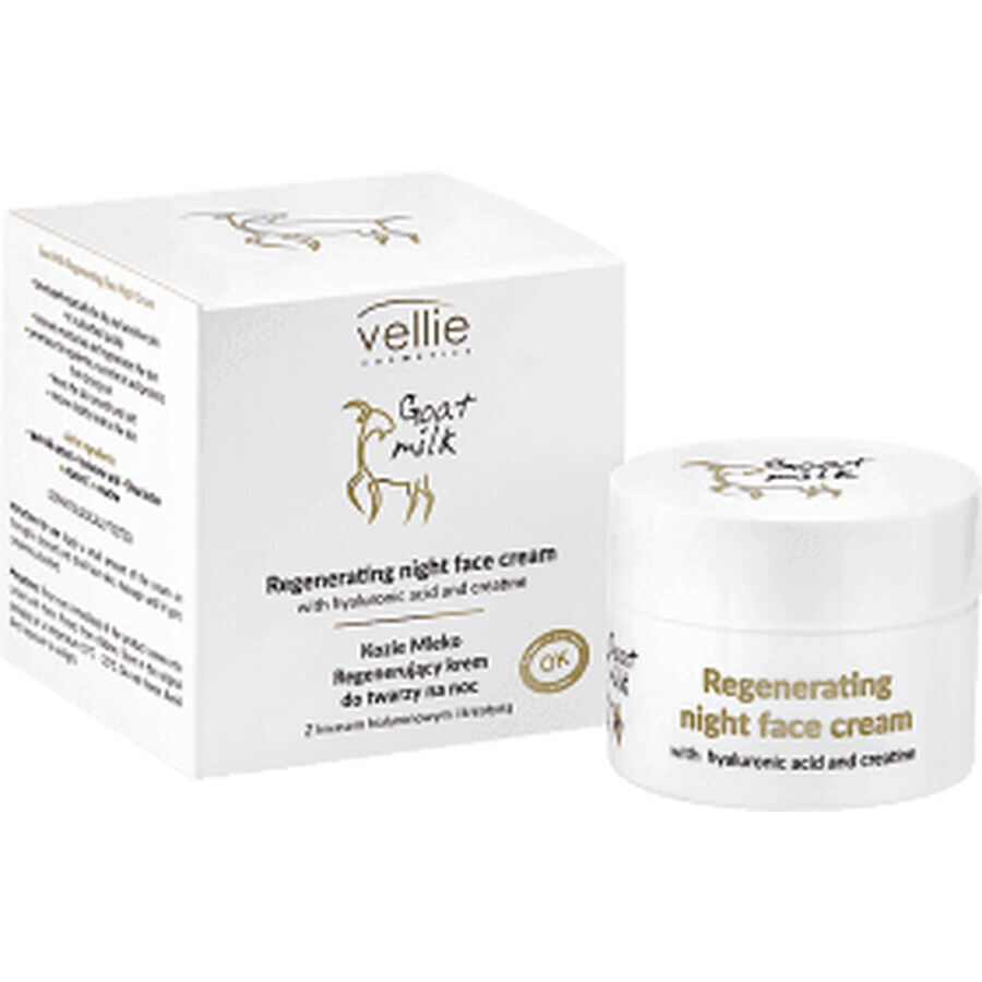 Vellie Cremă regenerantă de noapte cu extract din lapte de capră, 50 ml