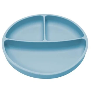 Compartmentalized silicone plate with suction cup, 6 months+, Aqua Blue, Appekids