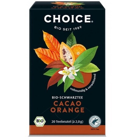 Ceai negru bio cu cacao si portocale Choice, 20 plicuri, Yogi Tea