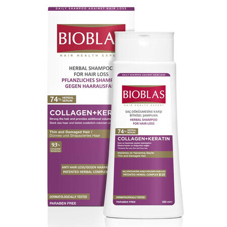 Sampon anticadere pentru par subtire Collagen + Keratin, 360 ml, Bioblas