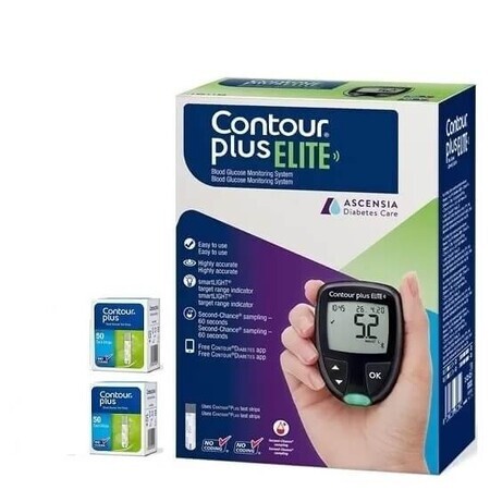  2 x Teste glicemie Contour Plus, 50 bucati + Glucometru Contour Plus Elite, 1 bucata