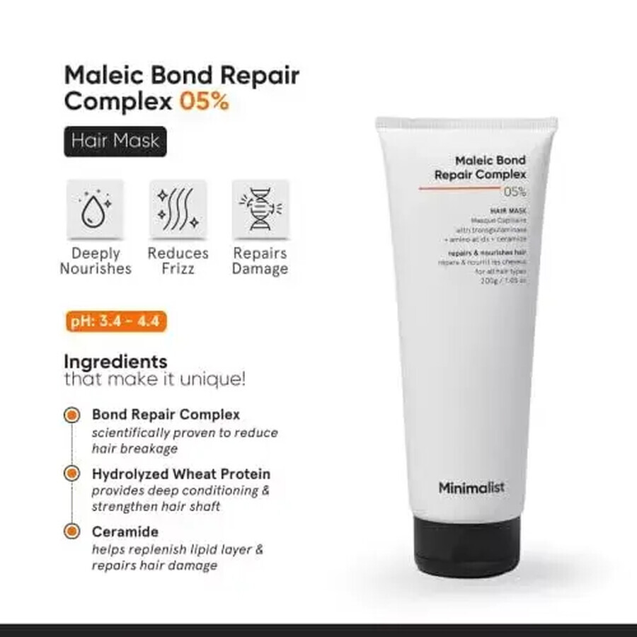 Haarreparaturmaske Maleic Bond Repair Complex 0,5%, 200 ml, Minimalist