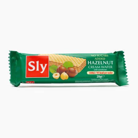 Haselnuss-Sahne-Waffeln, zuckerfrei, 20 g, Sly Nutrition