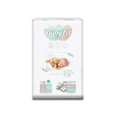 Pannolini neonato Bio, n. 1, 0-3 kg, 40 pezzi, Babyfit