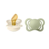 Lot de 2 sucettes anatomiques Couture en latex, +0 mois, sauge ivoire, bavoirs