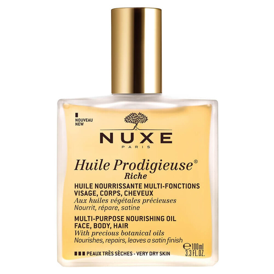 Intensely moisturizing multifunctional dry oil for face, body and hair Riche Huile Prodigieuse, 100 ml, Nuxe